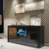 Modern 145cm TV Unit Cabinet | Black High Gloss Doors | TV Stand with Free LED