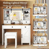 White Vanity Desk Dressing Table Stool Set Sliding Mirror Collect NN5