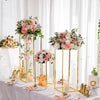 2PCS Rectangular Flower Stand Centrepiece Pedestal Metal Wedding Decorations