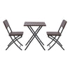 3pcs Bistro Garden Furniture Set Table & Chair Rattan Effect Patio Outdoor Brown