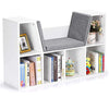 Kids Bookcase Storage Cushioned Reading Seat Shelving Unit Six Cubes Organiser