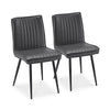 2x Grey Dining Chairs Faux Leather High Back Armless Dinging Room Line Design