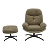 Ergonomic Office Recliner Sofa Chair Chenille Fabric Lounge Armchair & Footstool