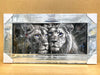 Lion Family Picture Liquid Art Blue Eyes King Queen Crown Mirror Frame 85x45 cm