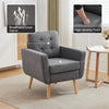 Modern Armchair Accent Chair with Wooden Leg Upholstered Occasional Lounge Chair