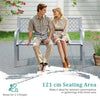 Outdoor Loveseat Chair Metal Patio Bench with Armrests-Gray