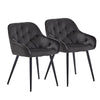 2X Grey Velvet Dining Chairs Tufted Seat Metal Leg Dining Room Kitchen Chair