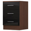 3 Drawer Bedside - Black Gloss Fronts & Matt Walnut Carcass REFLECT