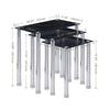 Nest of 3 Black Clear Tempered Glass Side End Lamp Sofa Tables Nested Tables