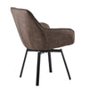 2x Brown Dining Chairs Swivel Faux Leather Padded Seat Dining room Modern