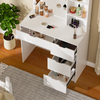4 Drawers Vanity Table Set White Dressing Table with Mirror and 10 LED Bulbs NEW