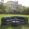 5 Seater Rattan Furniture Set Lounge Corner Sofa Set Table w/ Cover Garden Patio