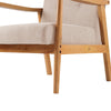 Nordic Solid Wooden Armchair Button Cushion Chair Lounge Single Sofa Fabric Seat