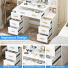 Large Dressing Table With Smart LED Mirror 7 Drawers Makeup Vanity Desk White UK