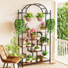 Extra Large Plant Stand Heavy Duty Arched Metal Flower Shelf with Hanging Hooks