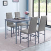 4x Grey Faux Leather Dining Chairs & Grey Marble MDF Top Dining Table Dining Set