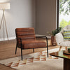 Modern Distressed Tan PU Leather Armchair Lounge Chair Living Room Bedroom Sofa