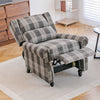 Recliner, Chair Black & Grey Check Linen Armchair w/Adjustable Footrest - Lounge