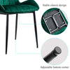 Set of 2 Velvet Dining Chairs Set Padded Seat Metal Legs Kitchen Home Furniture