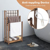 3-Tier Wooden Towel Rack Freestanding 3 Bars Towel Drying Holder Storage Shelf