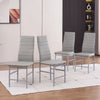 4x Grey Faux Leather Dining Chairs White Marble Tempered Glass Dining Table Set
