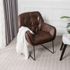 Faux Distressed Brown Leather Armchair Occasional Lounge Accent Chair Vintage
