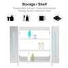 2 Doors Bathroom Cabinet White Cupboard Wall Mounted LED Mirrored 3-Tier Shelves