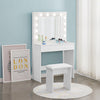 White Dressing Table Set with Mirror LED Light Makeup Table Bedroom Vanity Table