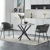 Set of 2 Grey Dining Chairs Velvet Padded Seat Metal Legs Kitchen