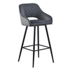 2 Pcs Velvet Bar Stools Upholstered Padded Seat Kitchen Bar Chair Modern Grey