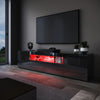 High Gloss 200cm Black TV Stand Cabinet Unit Doors Storage with RGB LED Cupboard