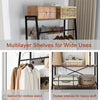 Industrial Open Wardrobe Clothes Rail Rack Bedroom Rustic Wood Metal Frame Shelf