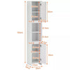 Bathroom Floor Storage Cabinet with Mirror and 2 Doors 6 Shelves Tallboy Unit