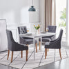 2x Fabric PU Leather Dining Chairs Button-Tufted Upholstered Wood Legs Armchairs