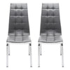 Grey Faux Leather Dining Room Chairs 2/4-Piece Plaid PU Padded Kitchen Chair Set