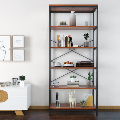 5 Tier Industrial Bookshelf Tall Bookcases Standing Storage Shelf Display Shelf