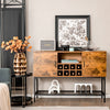 Industrial Kitchen Storage Cabinet Wooden Buffet Sideboard Cupboard w/ Wine Rack