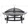 Outdoor Fire Pit with Grill Stainless Steel Garden Burning Fireplace