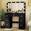7 Drawers Dressing Desk with 11 LED Lighted Mirror and 3 Light Colors Blabk