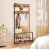 Industrial Coat Rack Stand with 7 Hooks Hangers Shoe Storage Bench Cabinet