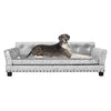Large Crushed Velvet Dog Sofa Bed Elevated Tufted Pet Couch Bed Snuggle Lounger