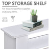 Extendable Radiator Cover Cabinet Shelving Slatted Design MDF White Home Office