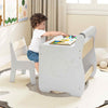 Kids Table and Chair Set w/ Storage and Paper Roll Holder-White