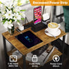 Bedside Table with Charging Station, Nightstand with 2 Outlets and 2 USB Ports