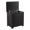 Black Wooded Laundry Storage Chest Bathroom Cabinet With Lid Laundry Basket New