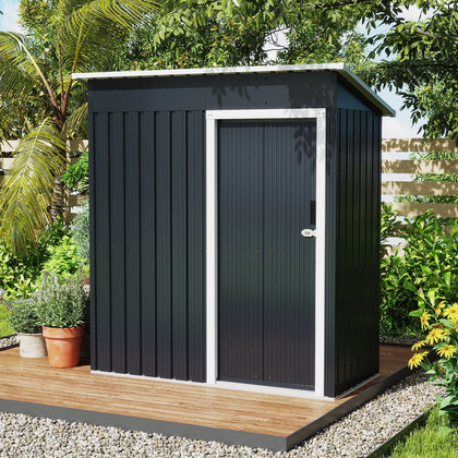 All-Weather Color Steel Garden Shed 163 x 86 CM Outdoor Storage Shed-Grey
