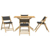 5 Piece Folding Bistro set with Dark Grey Cushions Bamboo W6F4