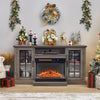 60" TV Stand with Electric Fireplace Heater Set 3 Colour Fire/4 Storage Cabinet