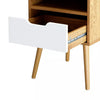 Set of 2 Modern White & Oak Nightstand Bedside Tables with Drawer & shelf