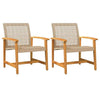 Garden Chairs Outdoor Chair 2 pcs Beige Poly Rattan and Acacia Wood